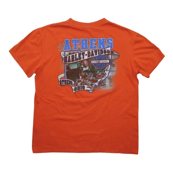 Harley Davidson 2012 Vintage Live Free Orange Athens Short Sleeve T Shirt Top L - Picture 2 of 4